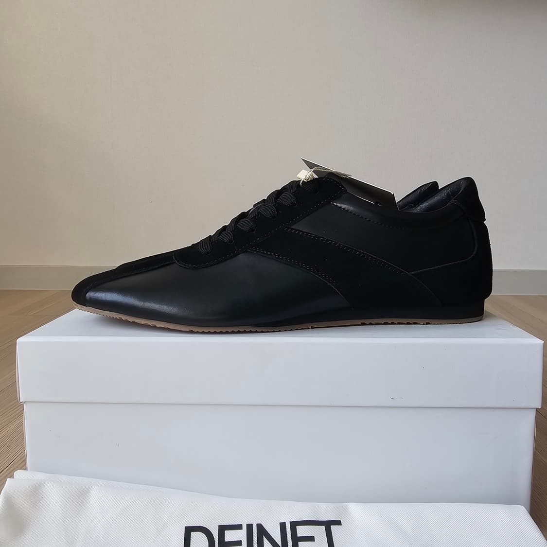 280 새제품) 다이닛 블랙 레더 스니커즈 구두 단화 남자 소가죽 신발 상품이미지2