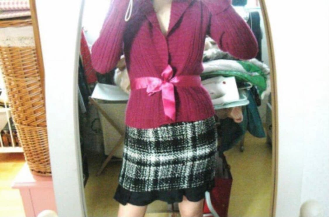 홀리스터디쟈인 리본 버건디 가디건/타이트핏 55 상품이미지1