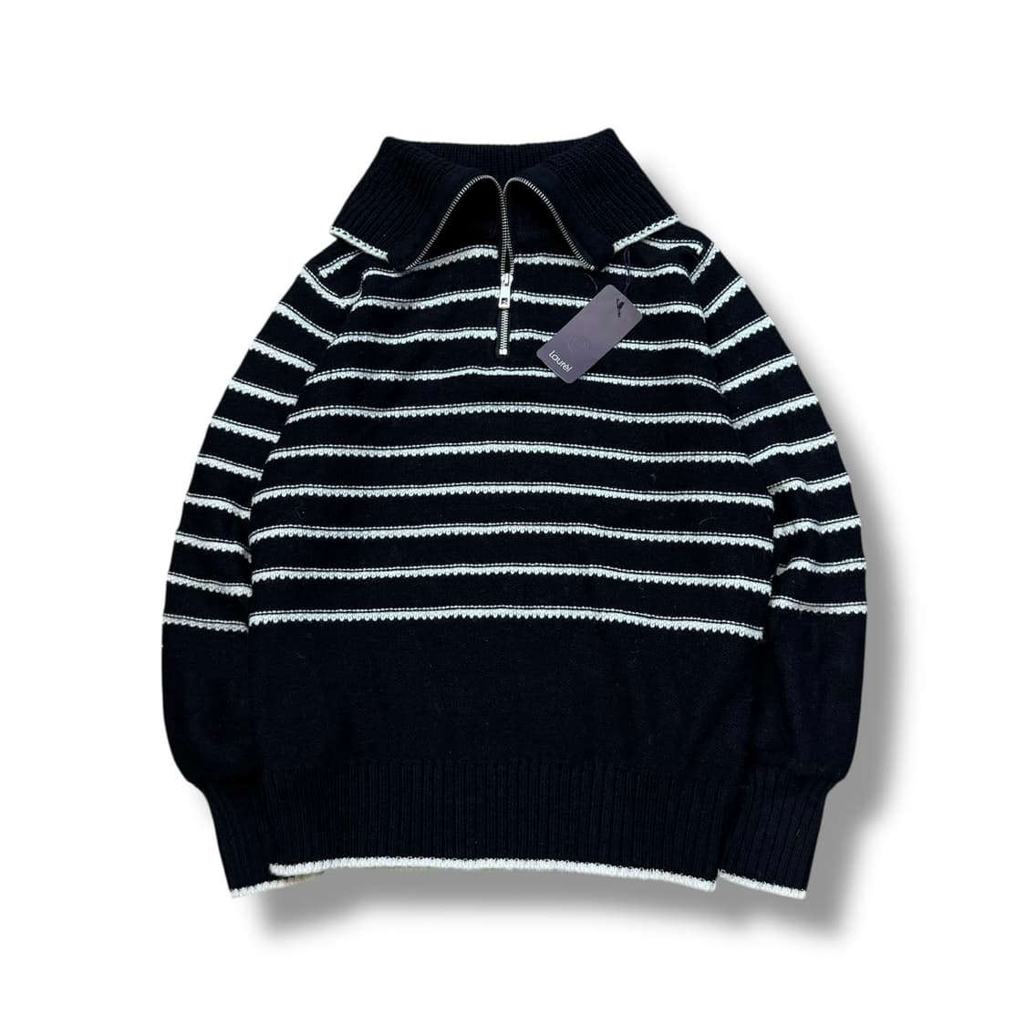 라우렐 (W) 스트라이프 하프집업 니트 상품이미지1