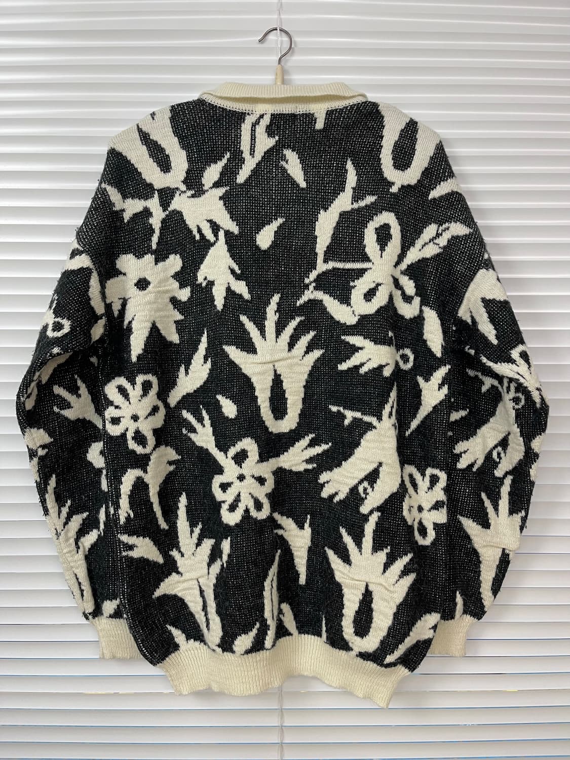 빈티지 플라워 패턴 자카드 니트 카라 스웨터 상품이미지2