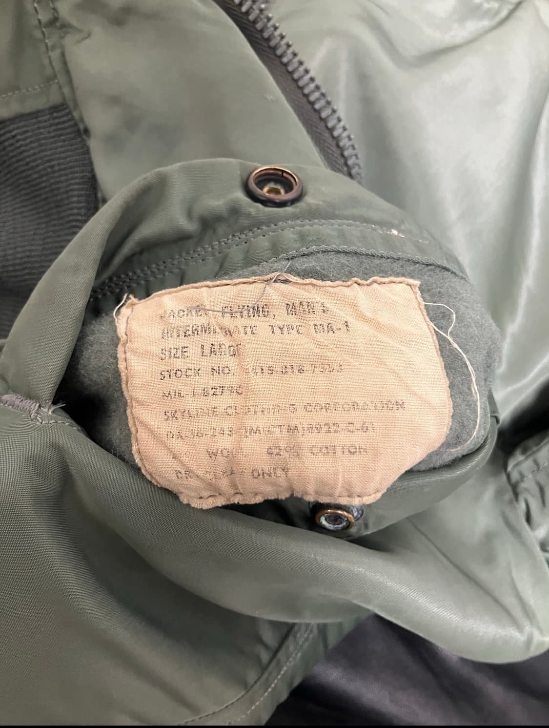 [L] 60s 오리지널 MA-1 C타입 크라운지퍼 상품이미지6