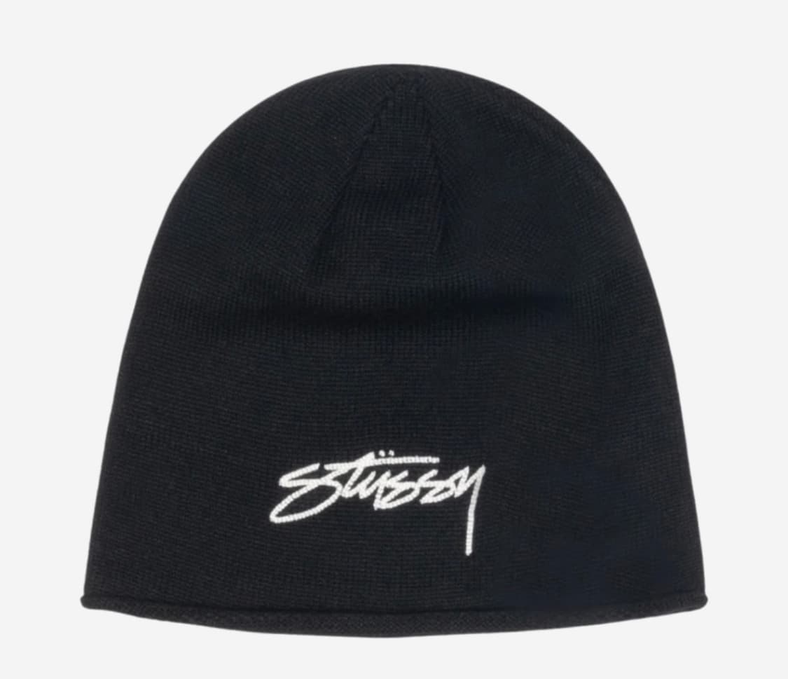 스투시 스컬캡 체인 스티치 롤드 비니 블랙 상품이미지1