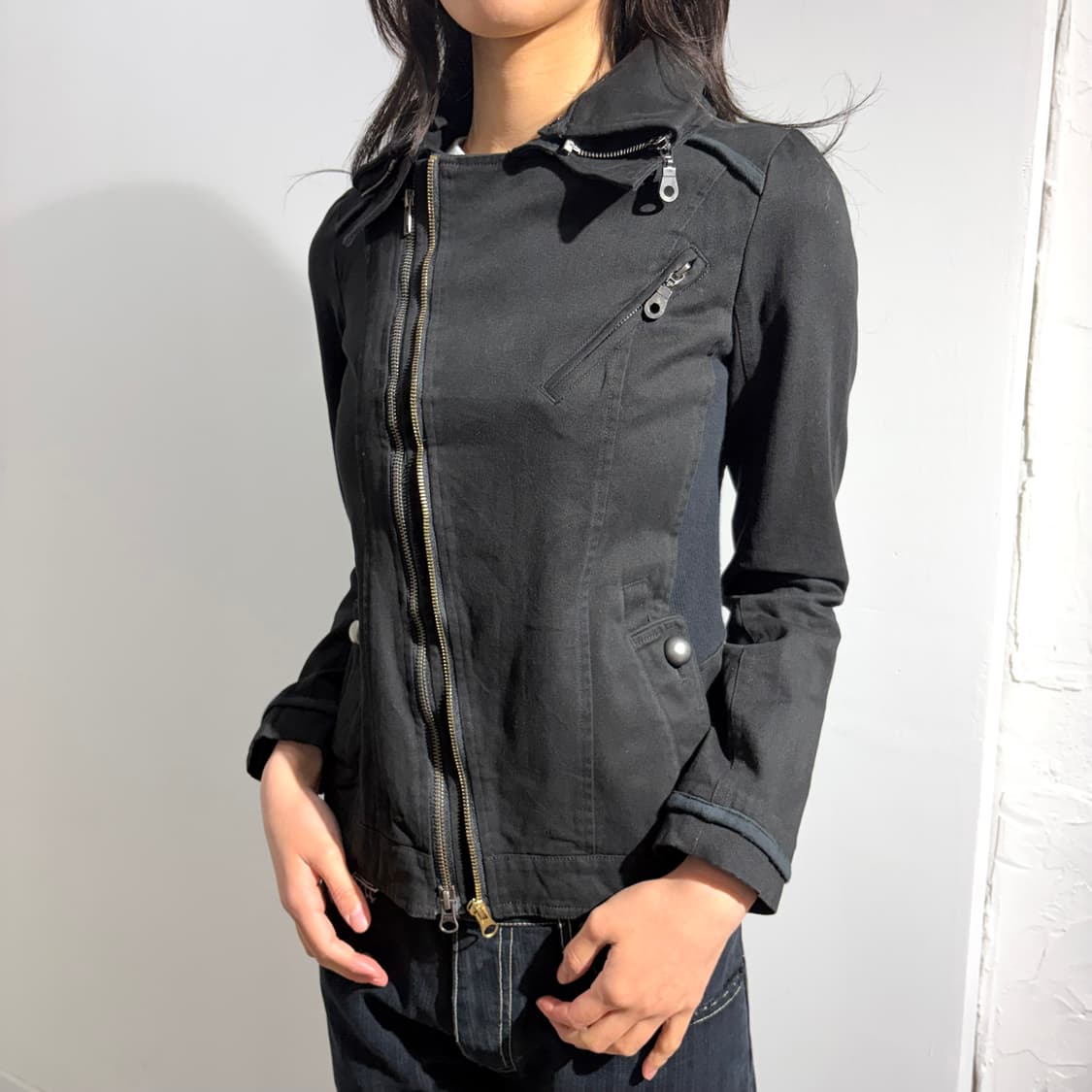 Maison gilfy 메종길피 사선 라이더 자켓 해 상품이미지1