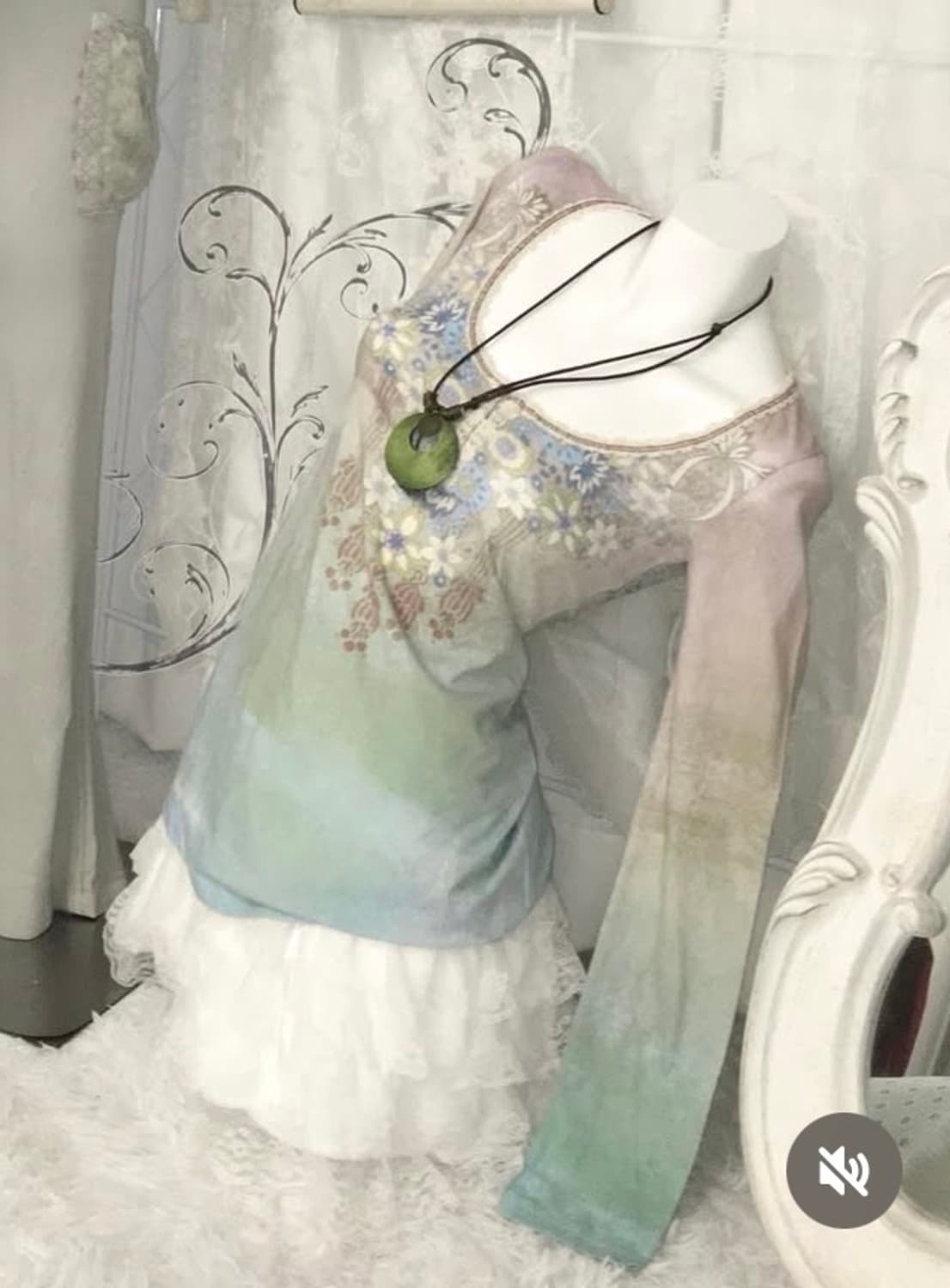 레이어룸 스키니미니 그라데이션 롱슬리브 빈티지 오리엔탈 페어리 슬리브리스 상품이미지1