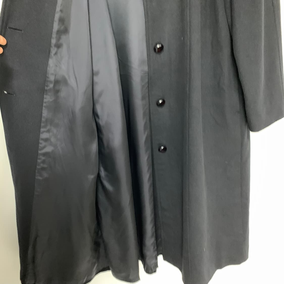 빈티지 차이나카라 캐시미어 100% 블랙 롱 코트 남녀공용 상품이미지5