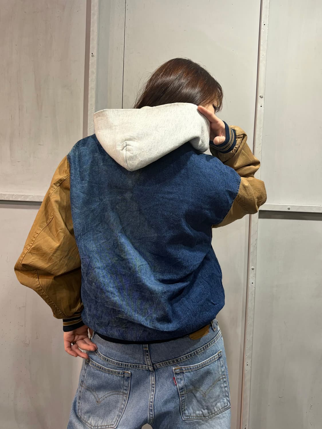 00s vintage work denim varsity jk 상품이미지4