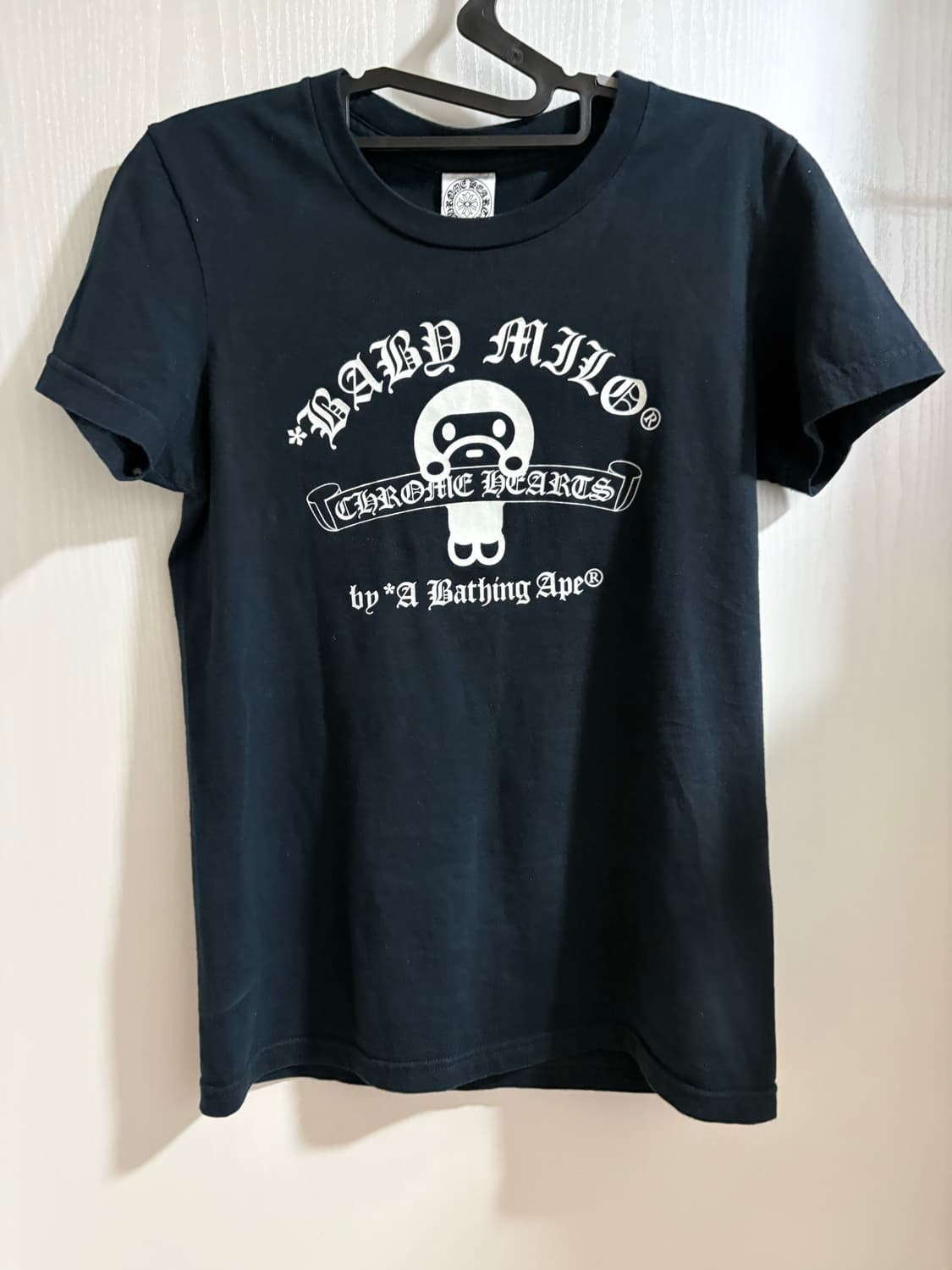 크롬하츠 x 베이프 베이비마일로 반팔티 블랙 s 상품이미지1
