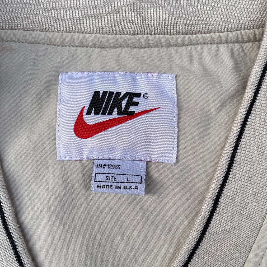 90s 나이키 USA 미드 스우시 오트밀 올드스쿨 웜업 바람막이 XL 상품이미지7