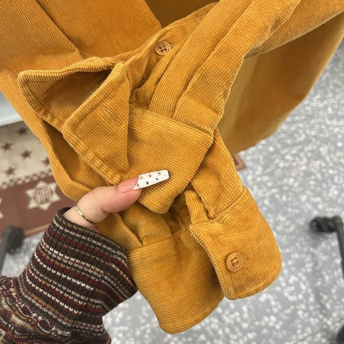 와릿이즌 와키윌리 레트로 머스타드 코듀로이 셔츠 XL C10214 상품이미지7