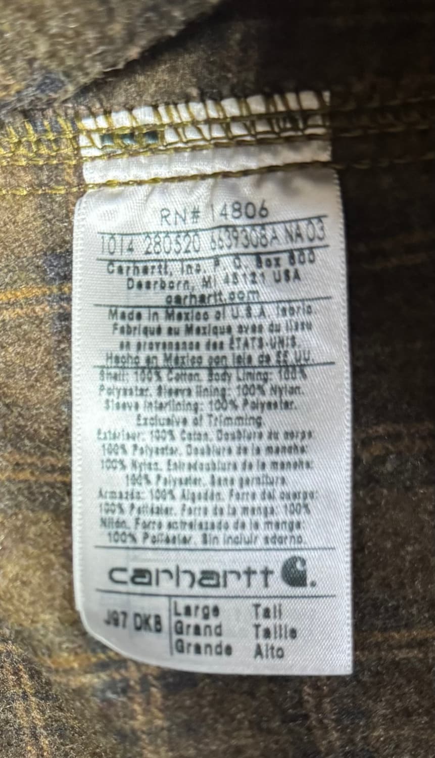 칼하트 J97 다크브라운 dkb L-T detroit large tall 상품이미지5