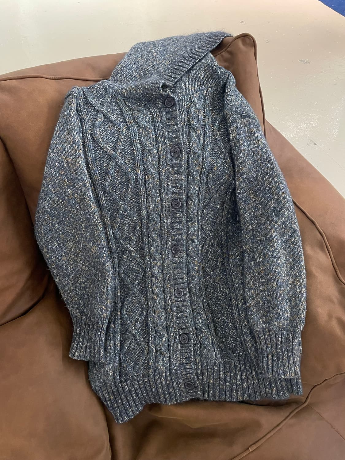 Japanese vtg 보카시 케이블 후드 가디건 상품이미지6