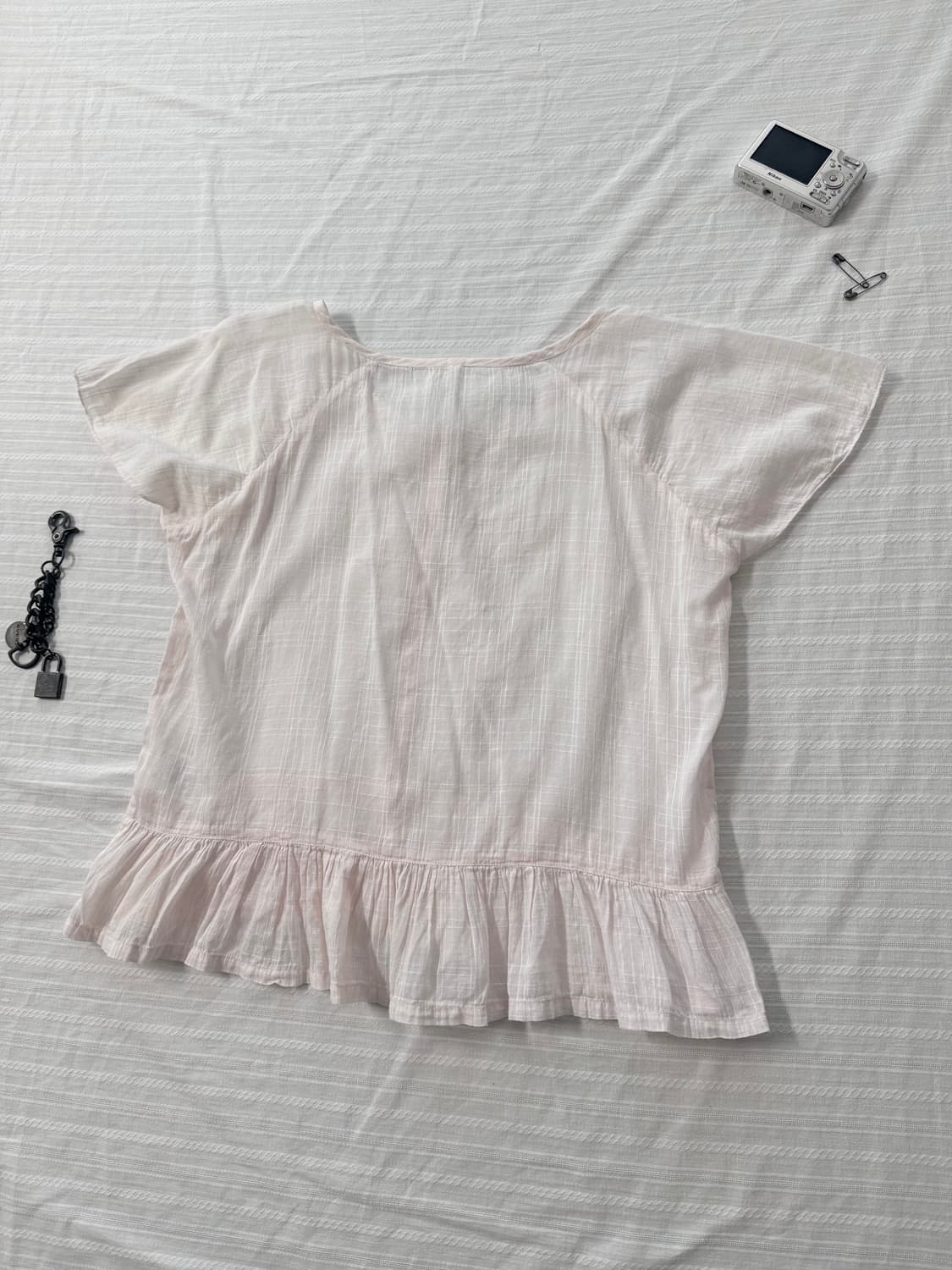 음각 체크 패턴 데일리 모리 자수 큐롯 3pcs SET 상품이미지7