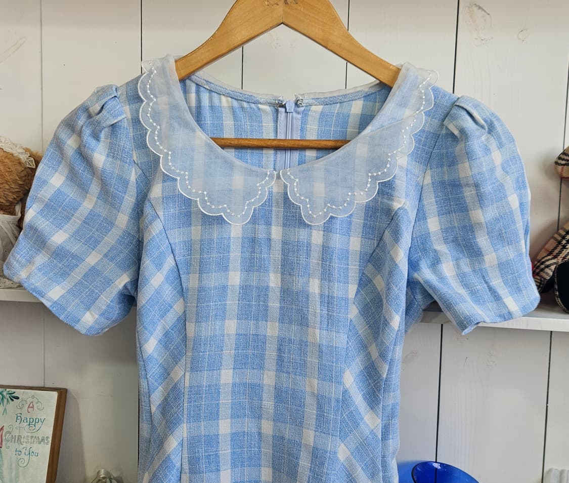 (Secret Honey) 체크 리본 플레어 튜닉원피스 상품이미지3