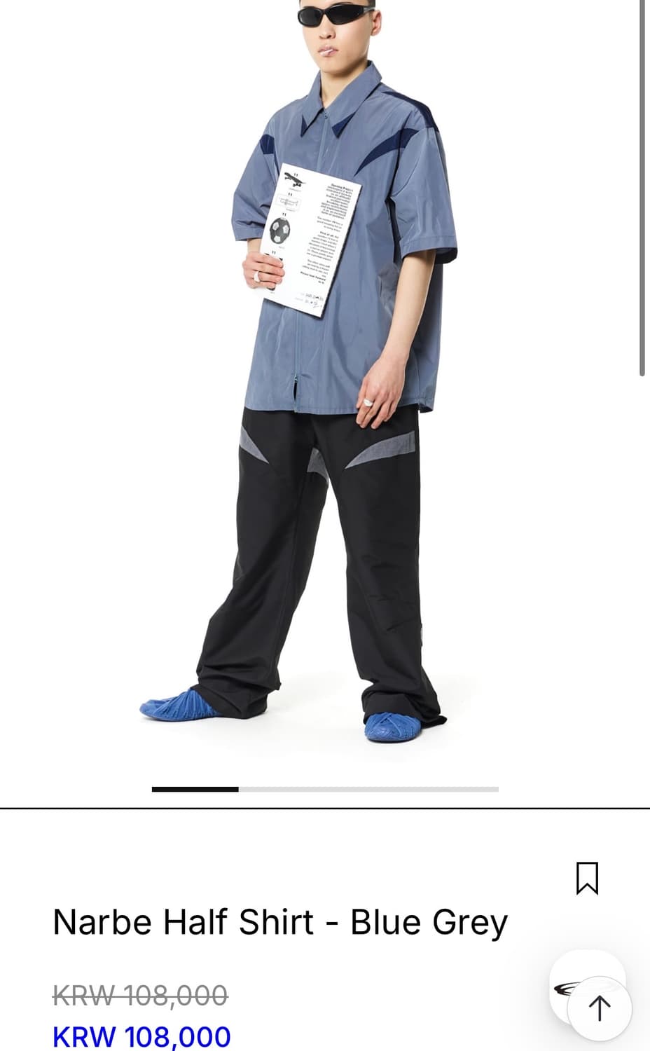 오프닝프로젝트 하프 셔츠 (Blue Grey) 상품이미지1