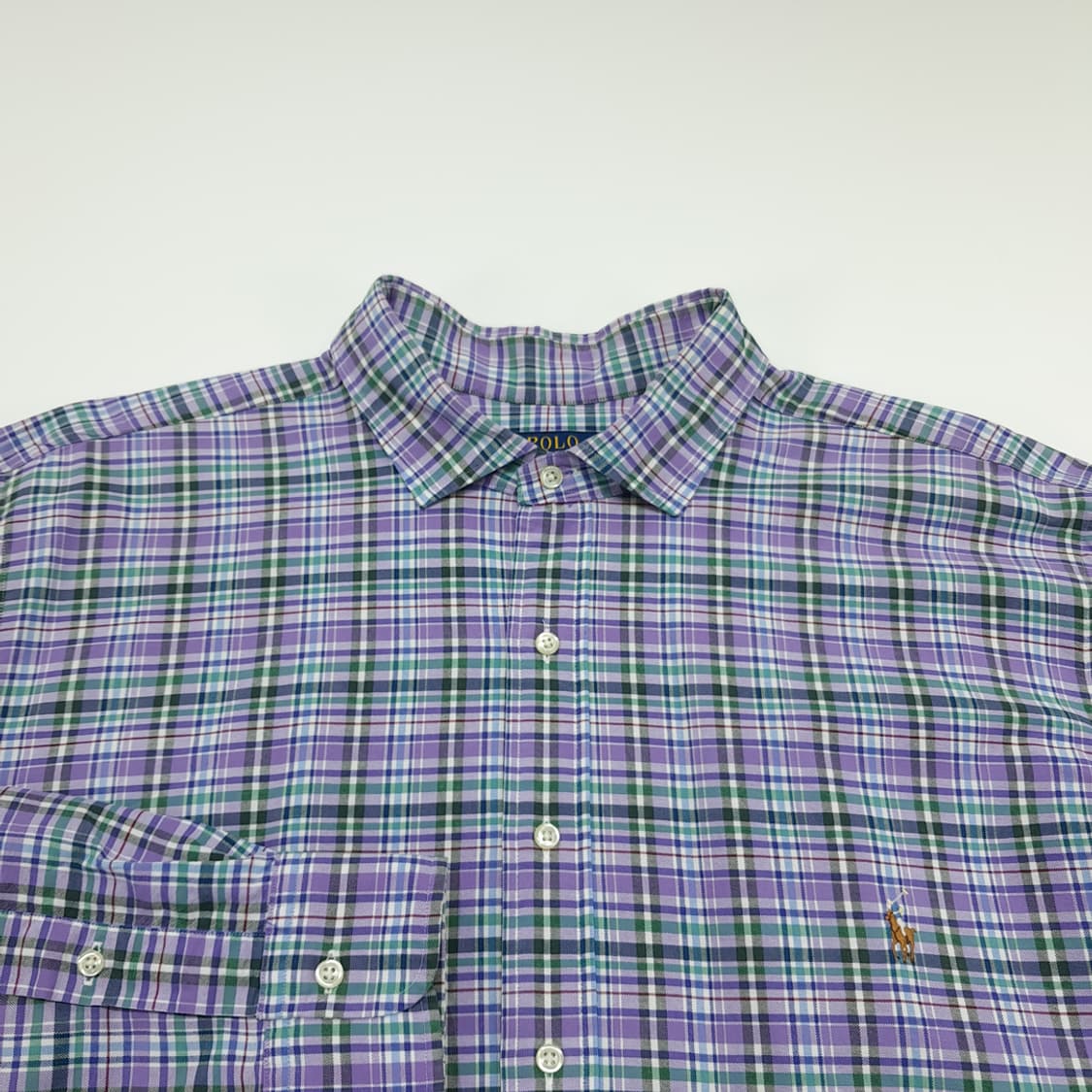 CN787 2XLT 폴로 랄프로렌 라벤더그린 타탄체크 긴팔 셔츠 남방 상품이미지3