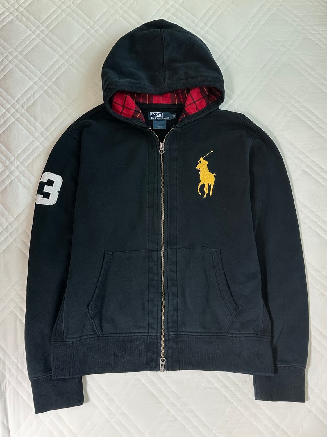 폴로 랄프로렌 빅포니 체크 후드집업 블랙 상품이미지1