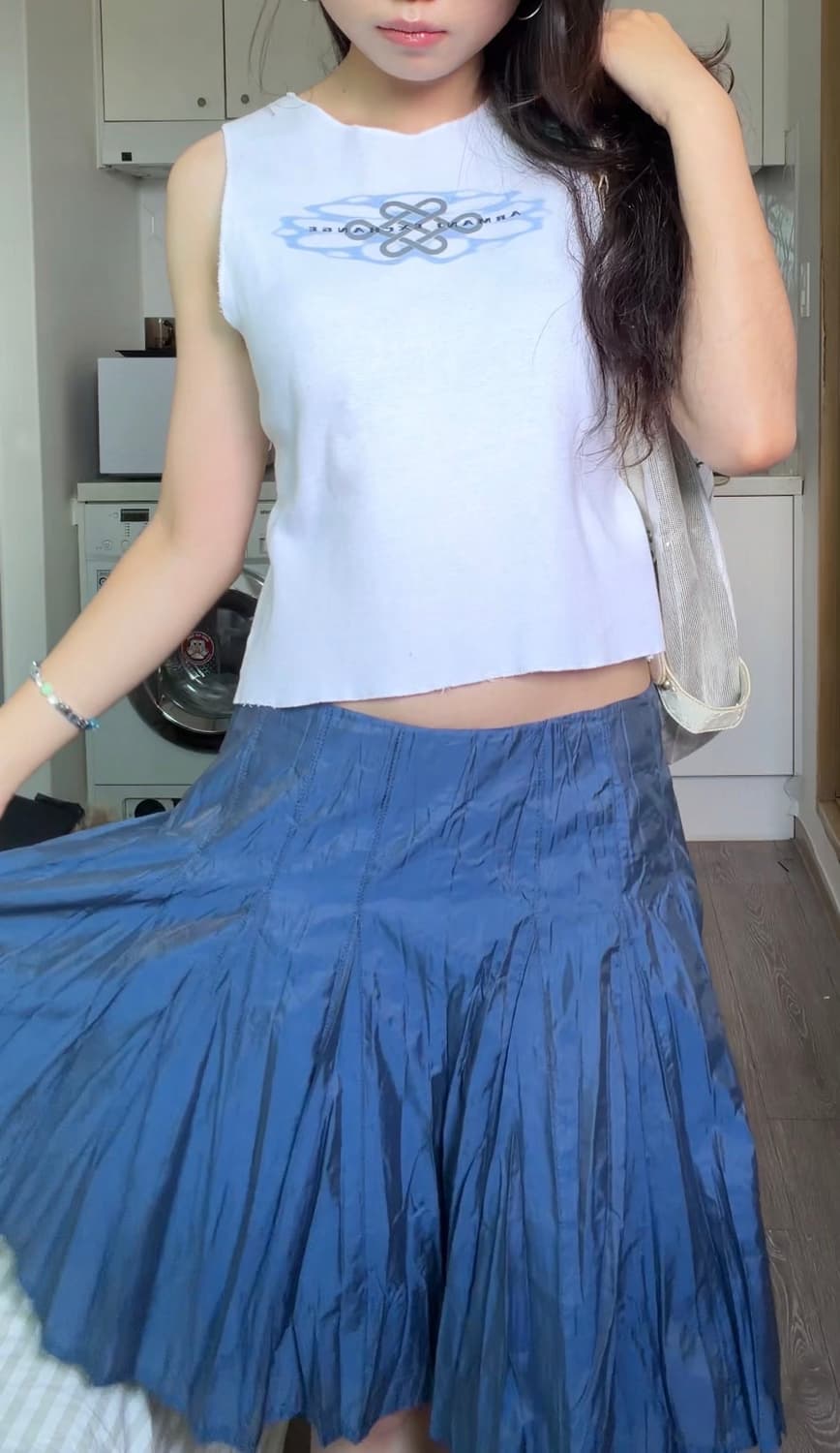 Lanvin rinkle blue pleats skirt 상품이미지8