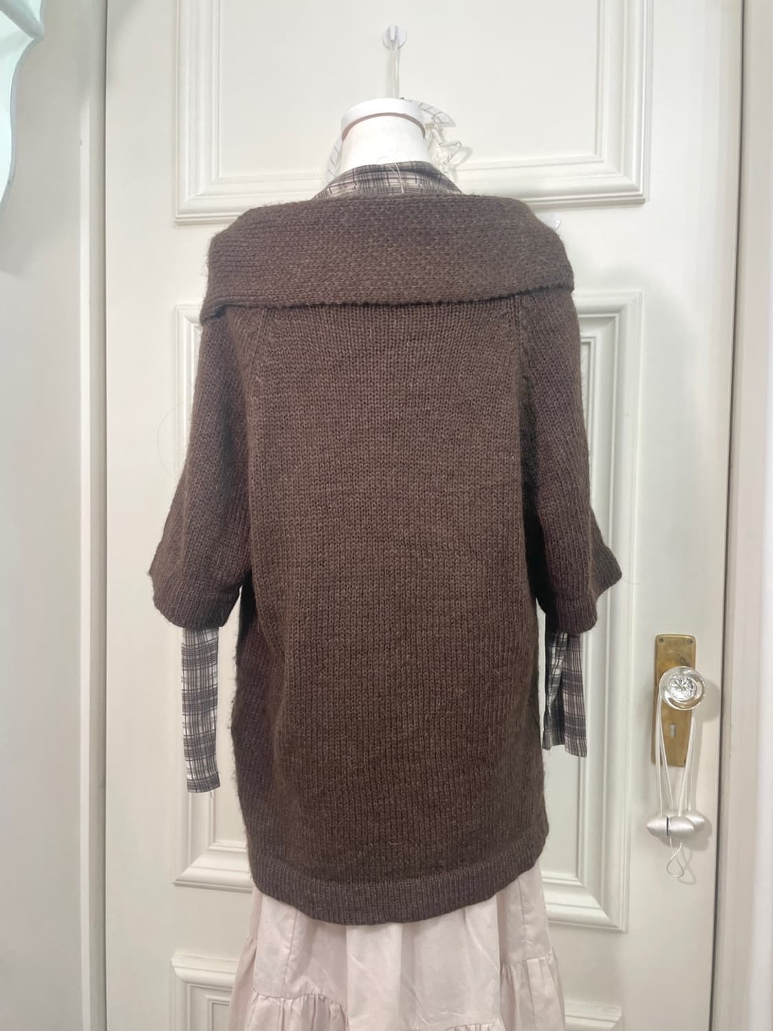 choco brown button point big collar card 상품이미지5