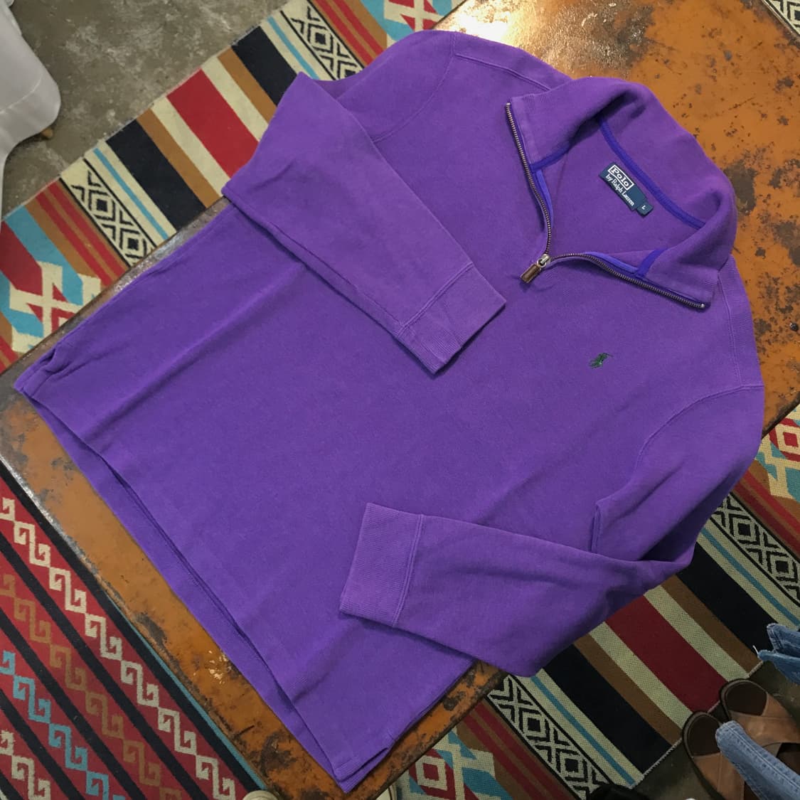 폴로랄프로렌 퍼플 코튼 반집업 풀오버 남성 110 사이즈  상품이미지2