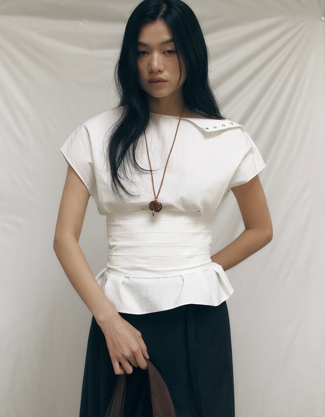 솔티페블 snap blouse & bustier set up 팝니다 상품이미지1