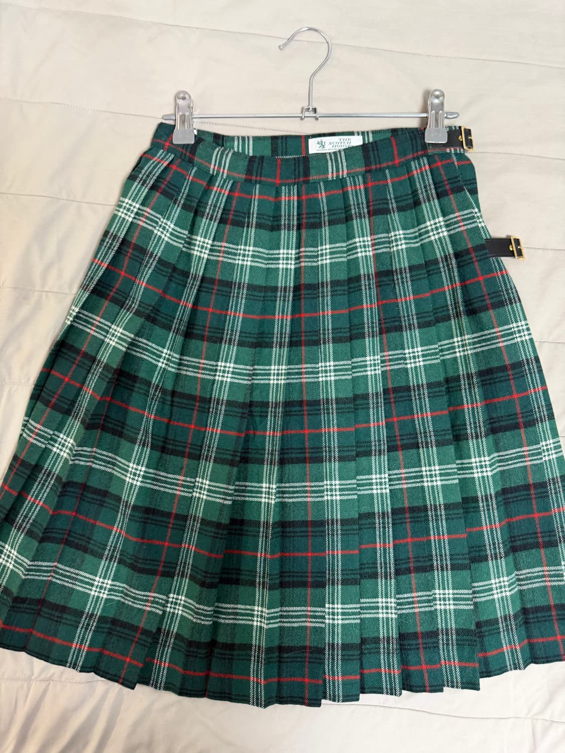 그린 체크 펑크 미디 플리츠 스커트 상품이미지1