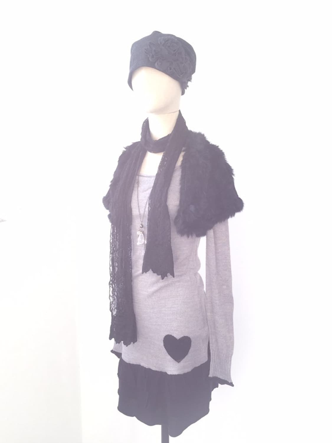 안나수이 돌리걸 하트프릴 오네갸루 무채색 니트 볼레로세트 상품이미지2