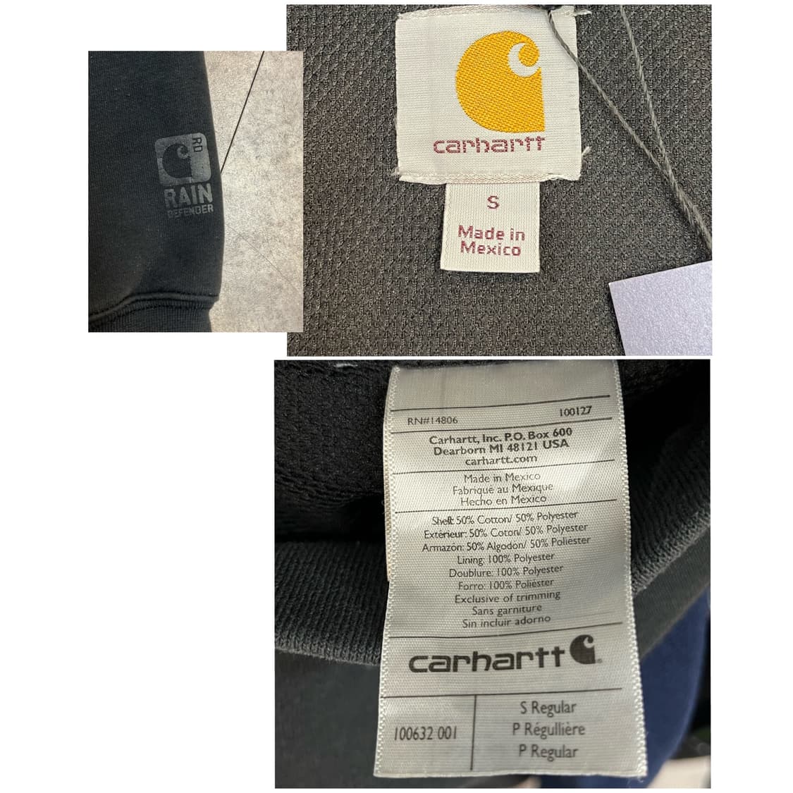 칼하트 후드집업 블랙 S #csz2461 상품이미지4