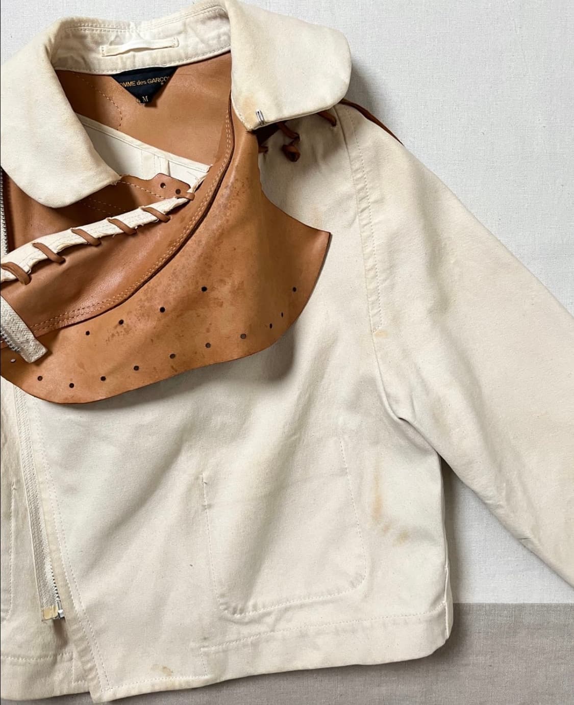 (M)꼼데가르송 05ss 레더 레이스업 봄버 웨스턴 자켓 상품이미지4