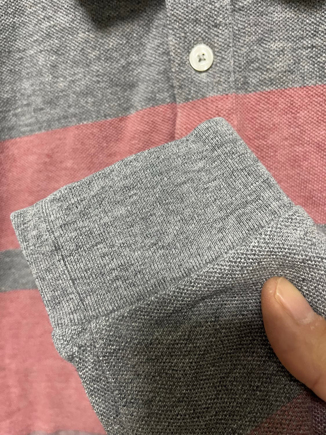 헤지스 핑크/회색 스트라이프 긴팔티 상품이미지4