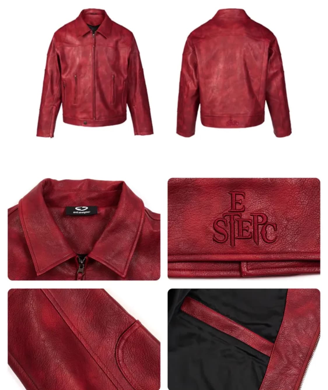 (새제품)스팁 버건디 레더 자켓 L사이즈 상품이미지4