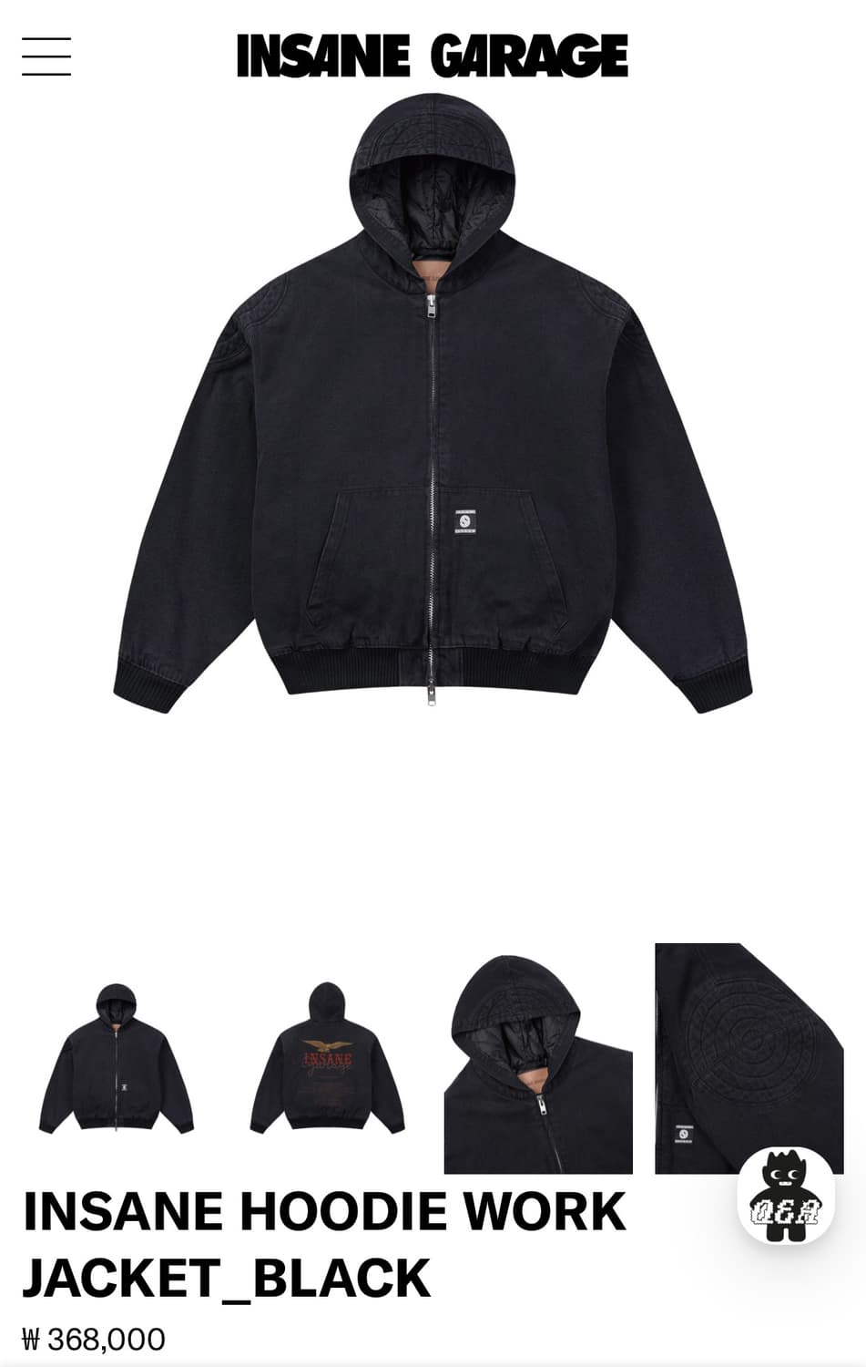 인세인개러지 후드 워크자켓 블랙 상품이미지2