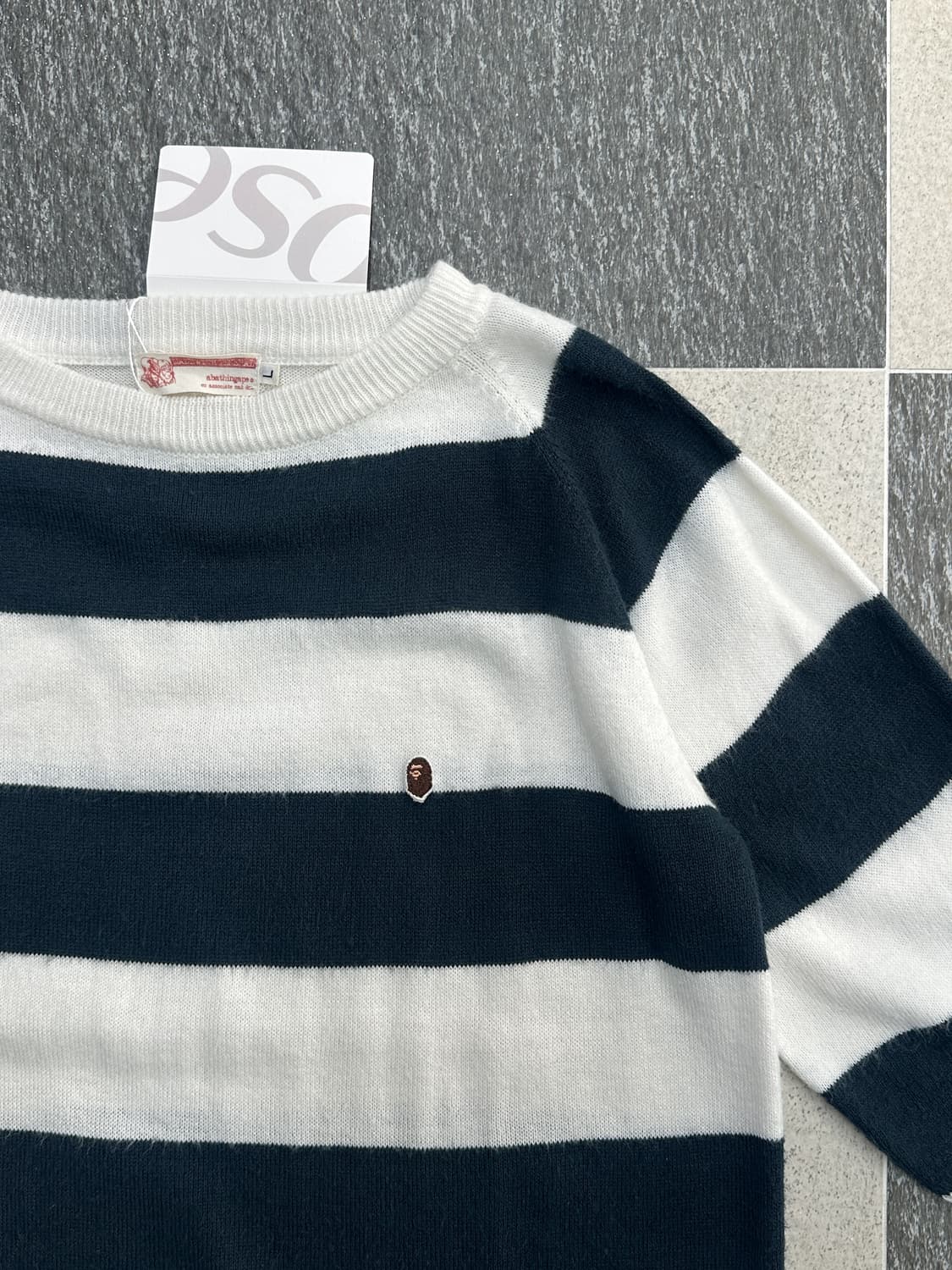 베이프 스트라이프 미니사루 7부 니트  상품이미지7