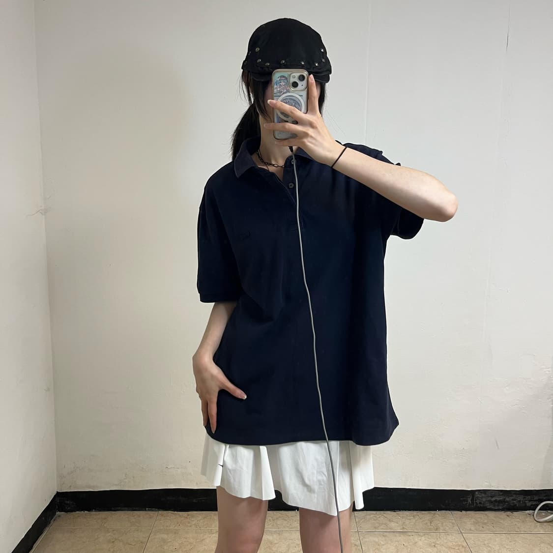 Lacoste navy collar t-shirt 상품이미지1