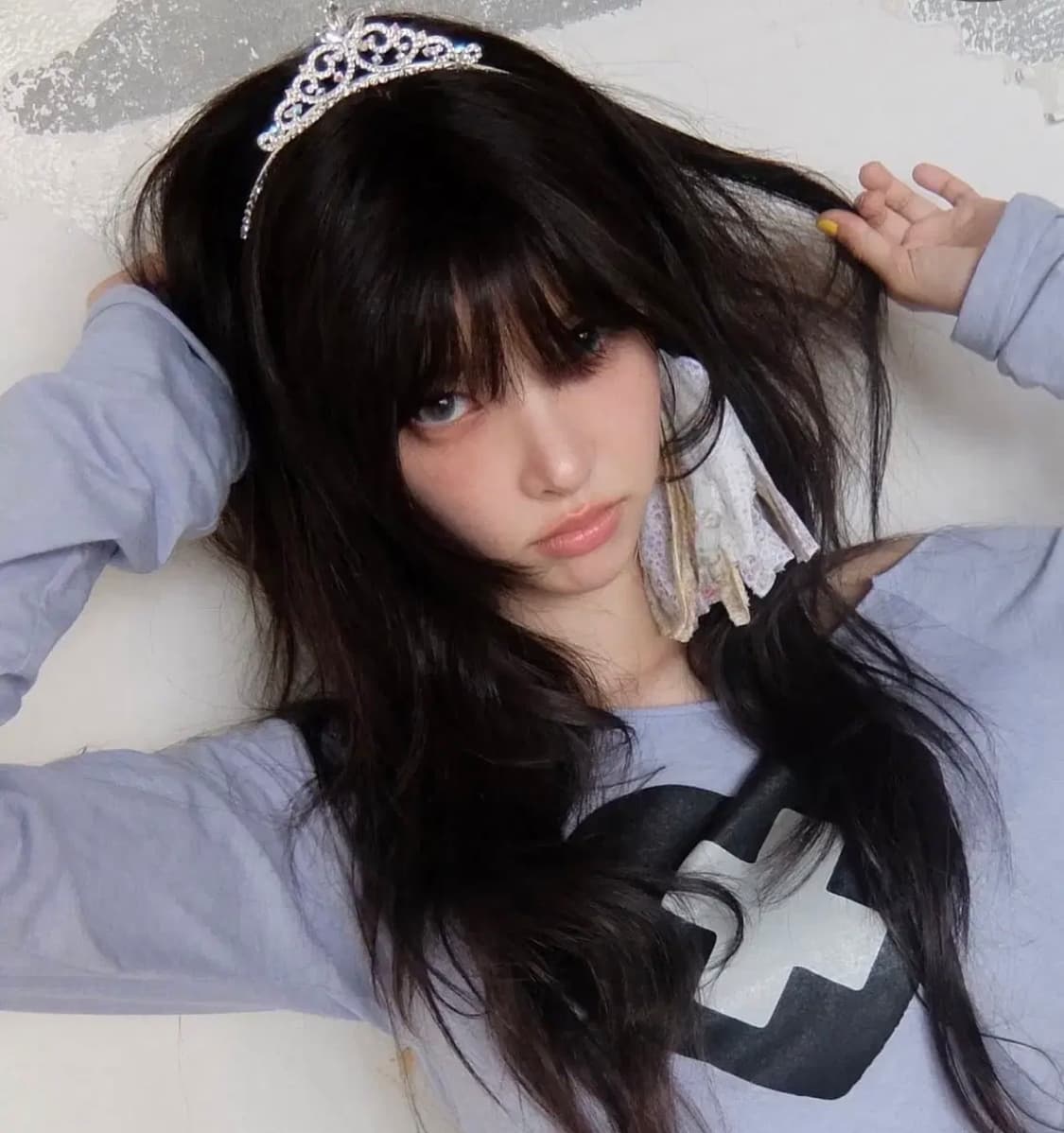 샵페어리) 크로스 하트 컷오프 티셔츠 블루 상품이미지2