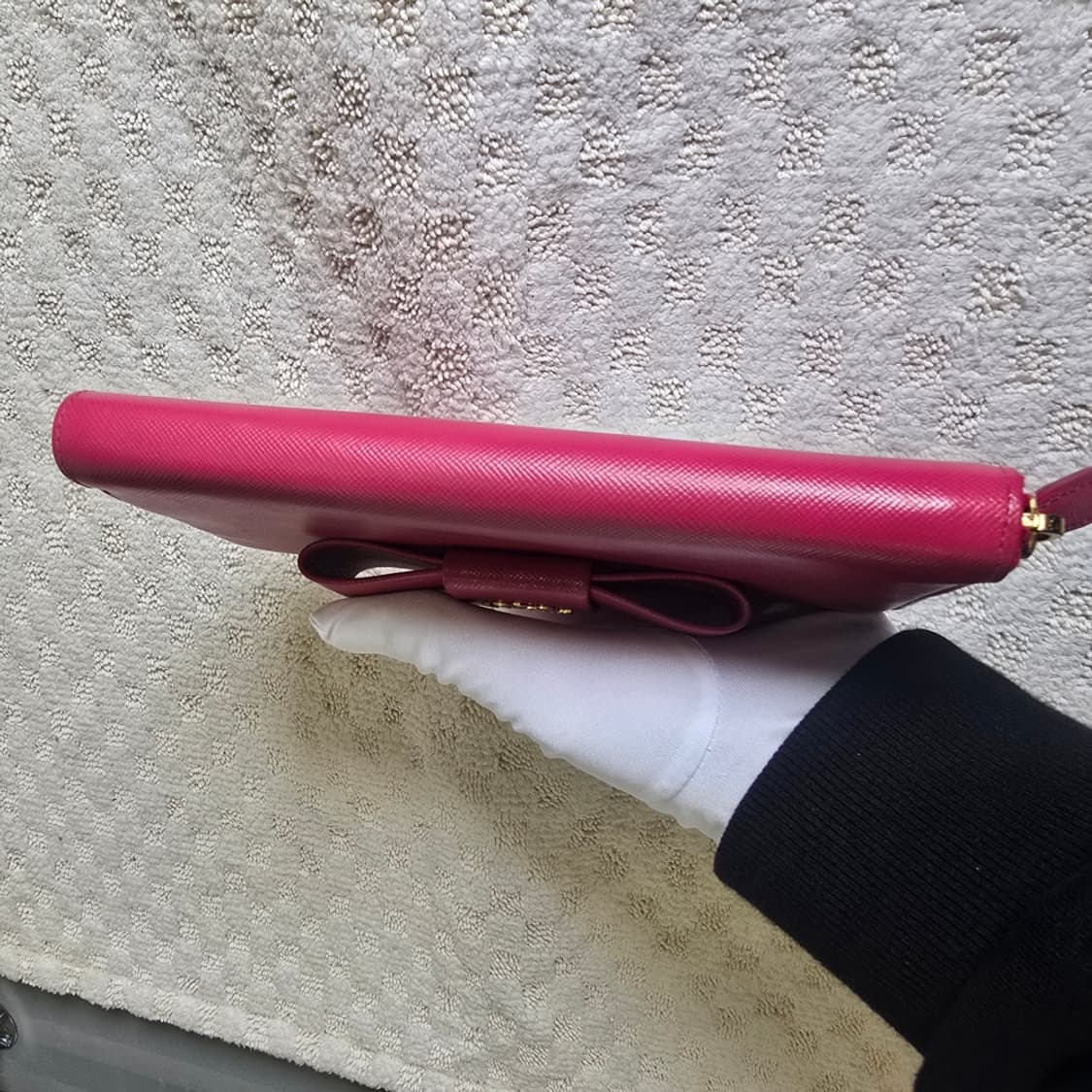 [중고/정품] 프라다 사피아노 피오코 지퍼 장지갑 피오니아 (핑크) 상품이미지4