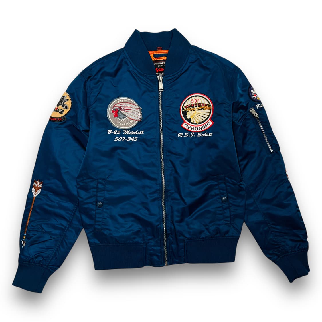 쇼트 인디안 자수 아처 아피치 Ma-1 네이비 자켓 상품이미지2