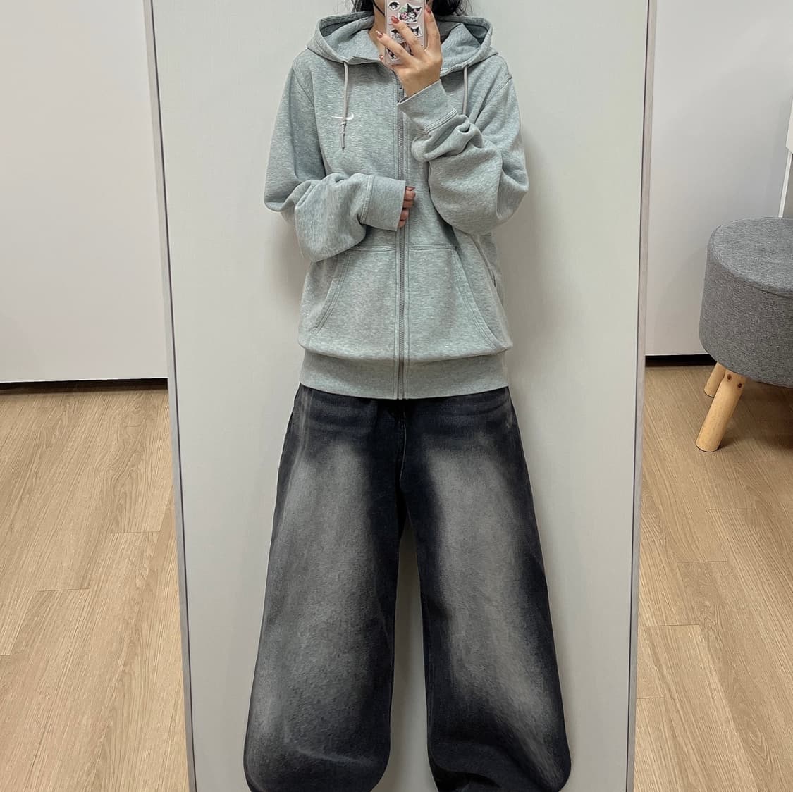 나이키 스우시 자수로고 그레이 후드집업 105 상품이미지1