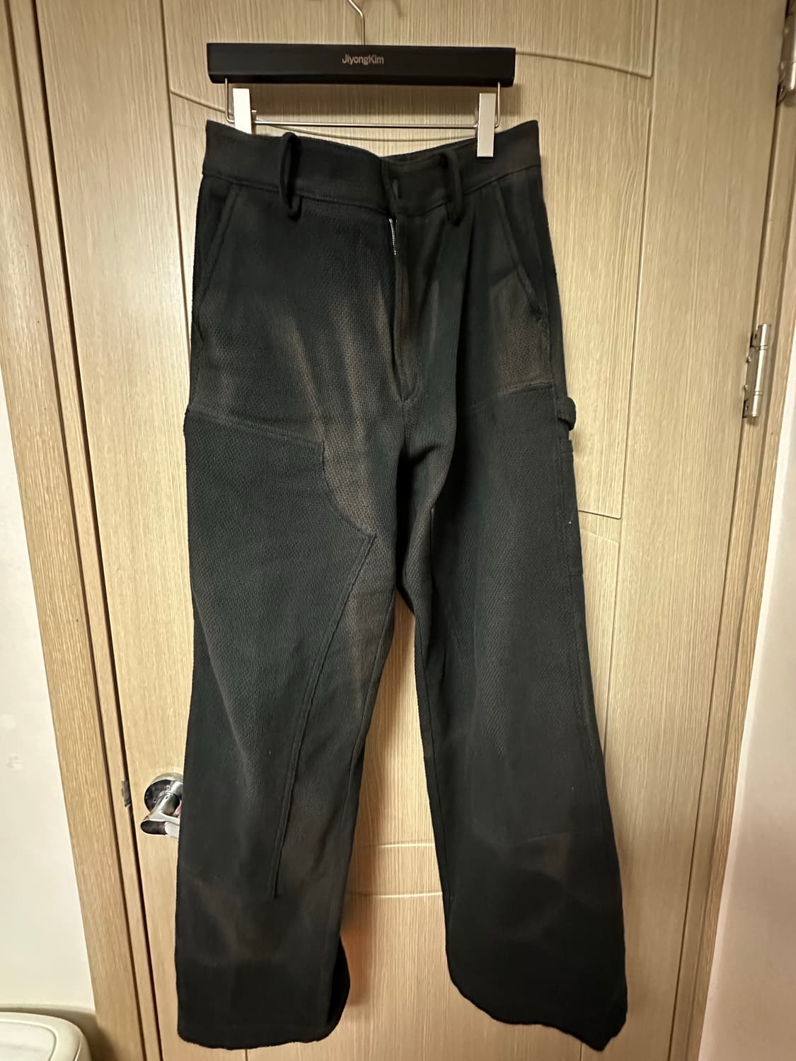 지용킴 25ss 선블리츠 더블 니 트라우저 블랙 S사이즈 상품이미지2