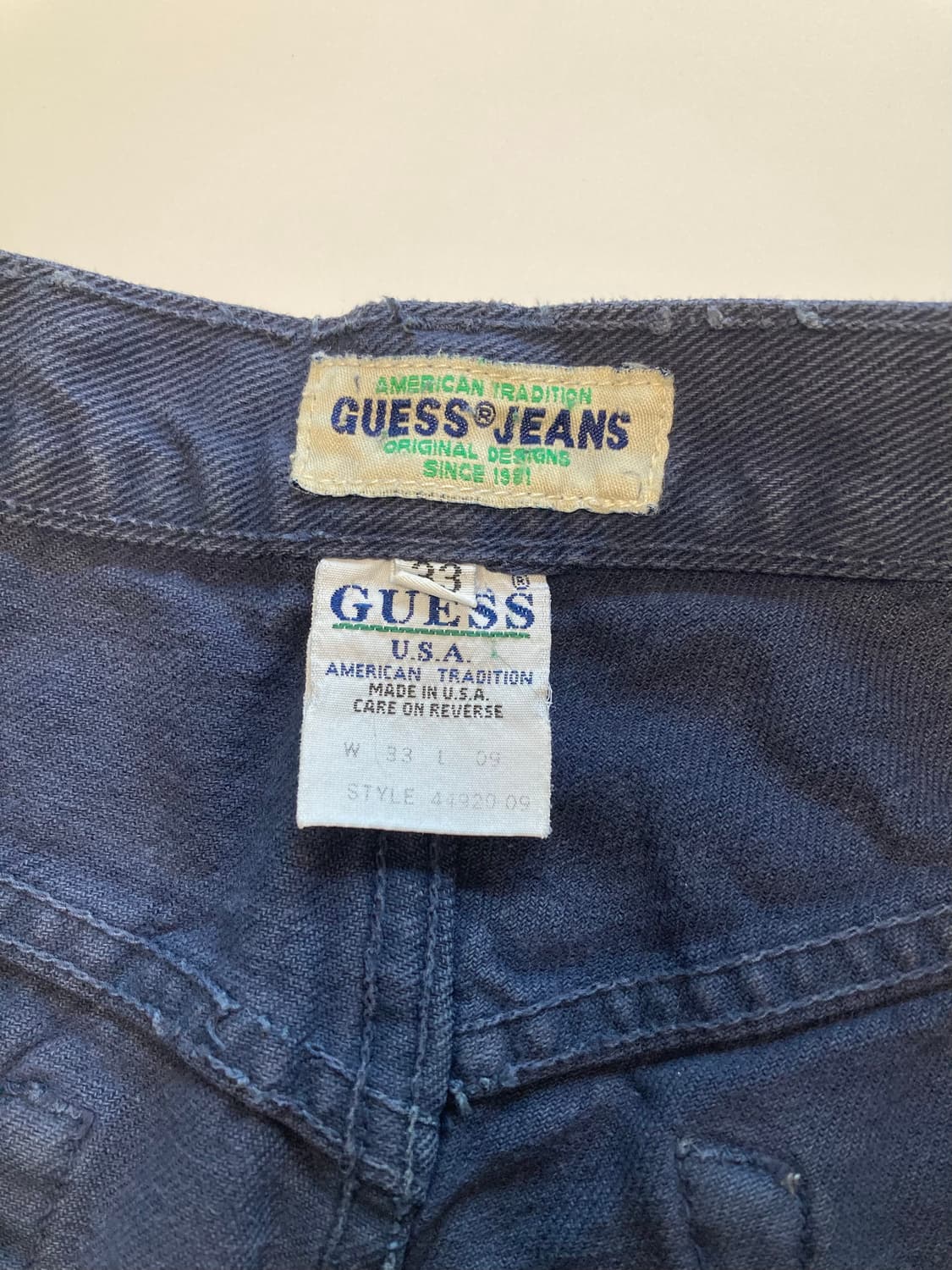 90s usa made 게스 다잉 데님 숏츠 상품이미지3