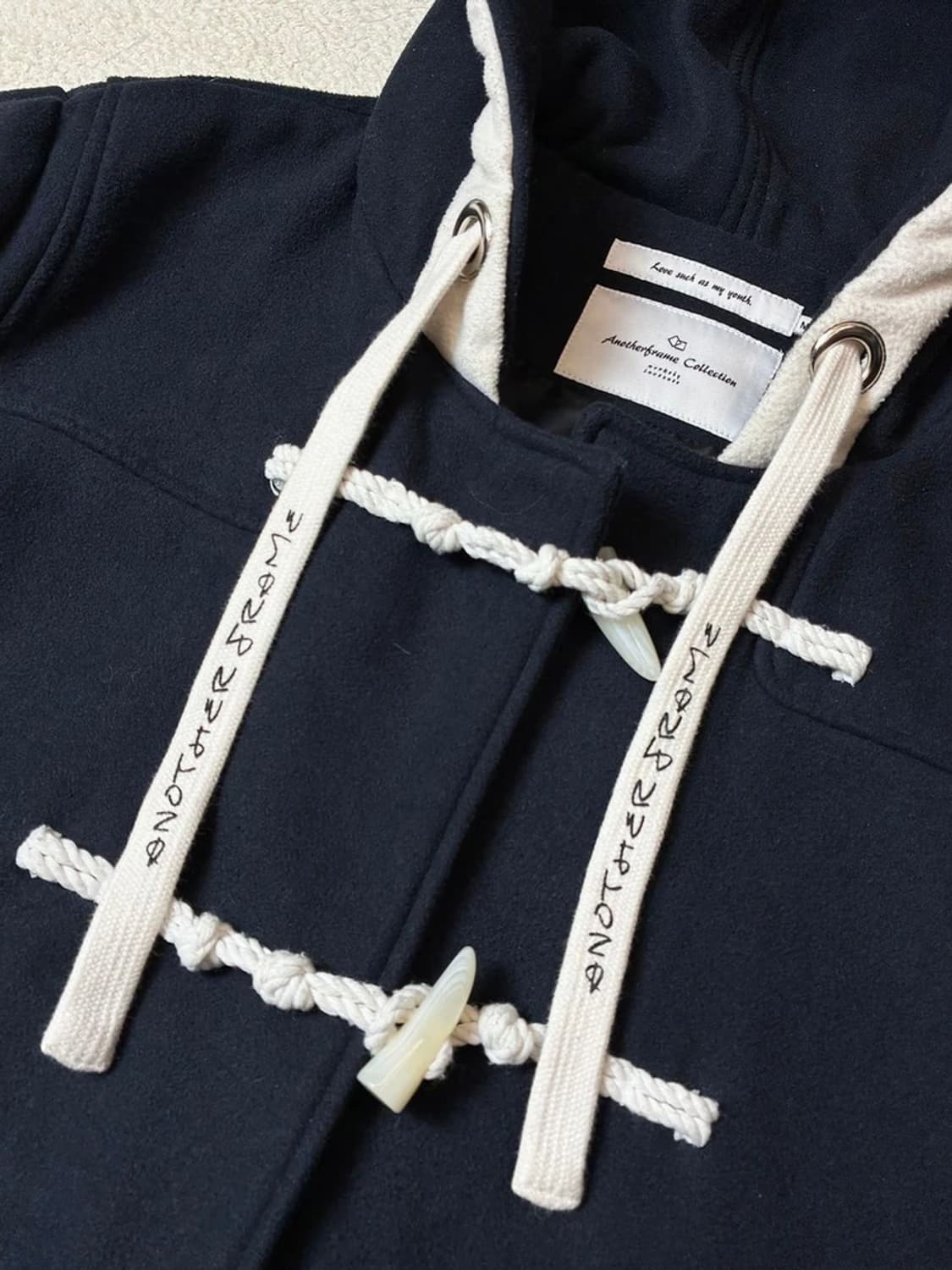 어나더프레임 울 블렌드 레터링 후디 더플 코트 PN7644 상품이미지6