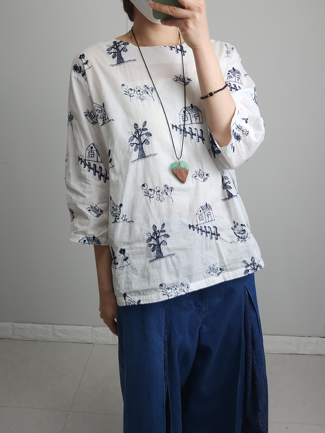 자수 패턴 블라우스 상품이미지4