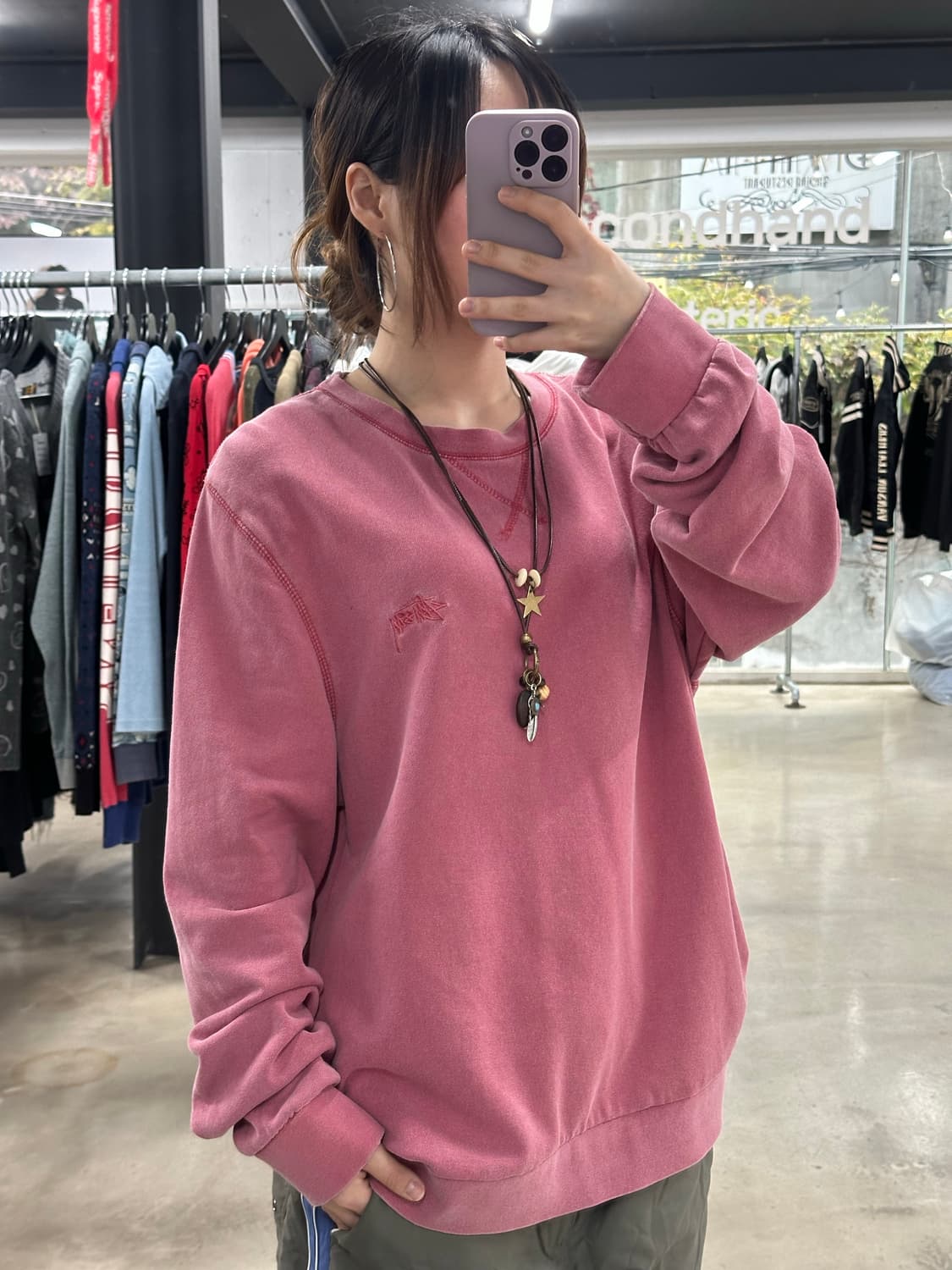 스투시 피그먼트워시드 맨투맨 살몬핑크 상품이미지1