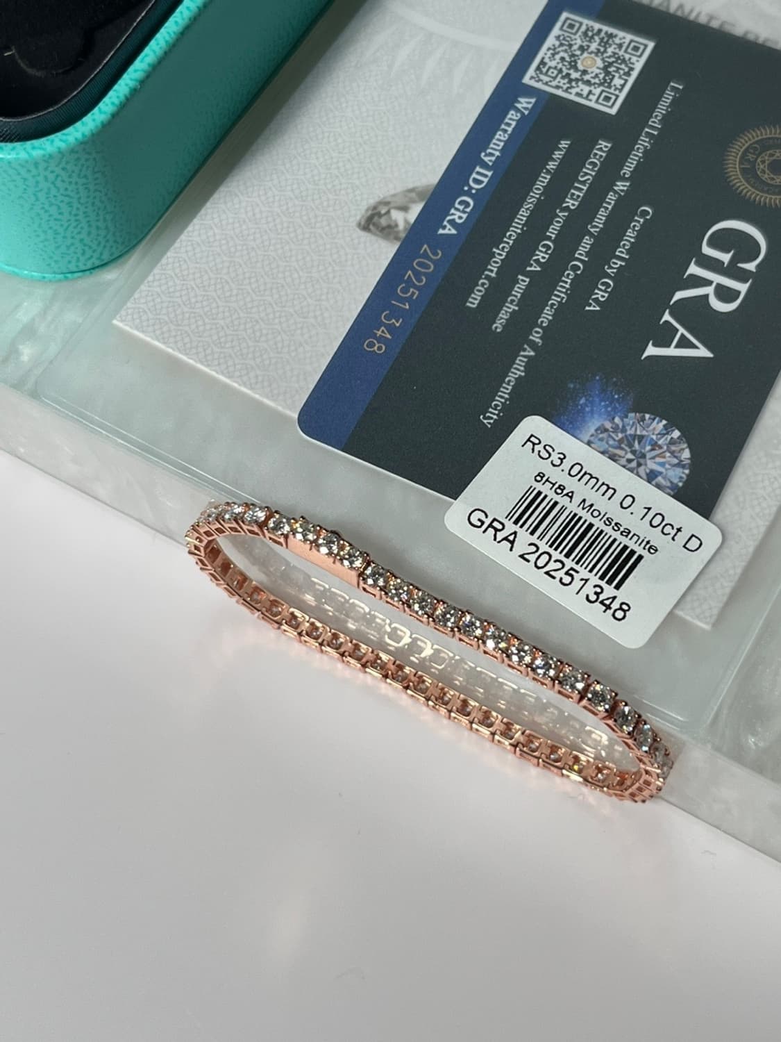 *새상품* 모이사나이트 4프롱 18k 로즈골드 원터치 테니스 은팔찌 상품이미지3