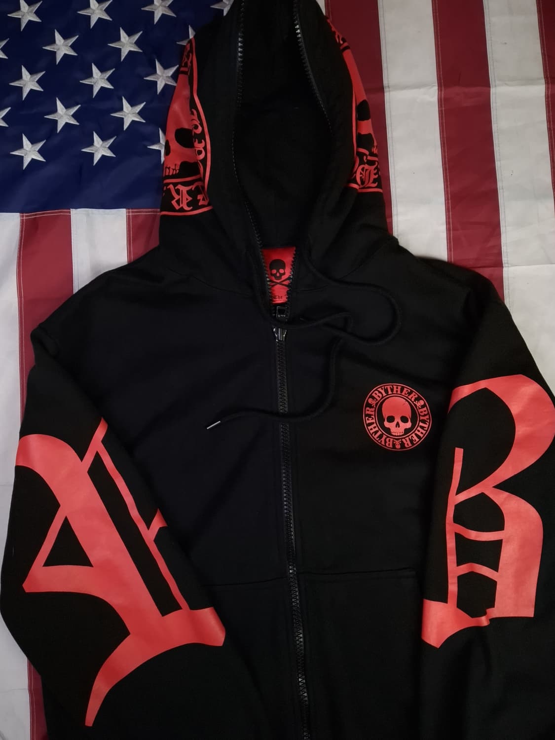 오리지날 바이더알 풀 집 스컬 프린팅 후드집업 상품이미지2