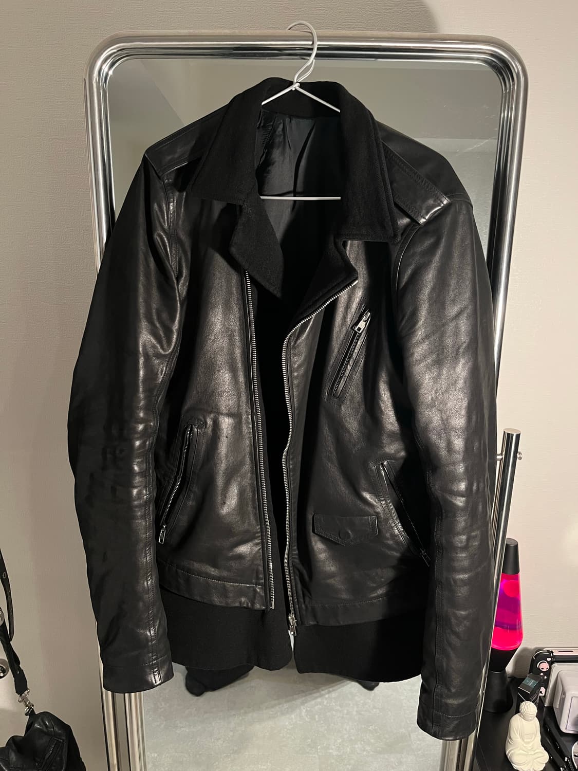 14fw rick owens stoogie 캐시미어 도킹 카프 레더 자켓 상품이미지1