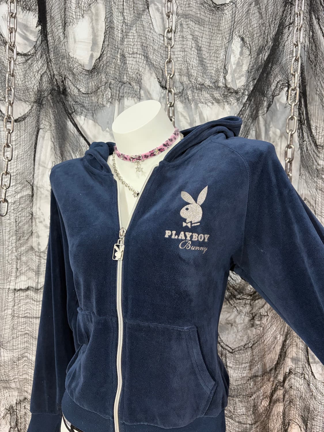 play boy bunny Velvet Glitter Hoodie Zip 상품이미지6