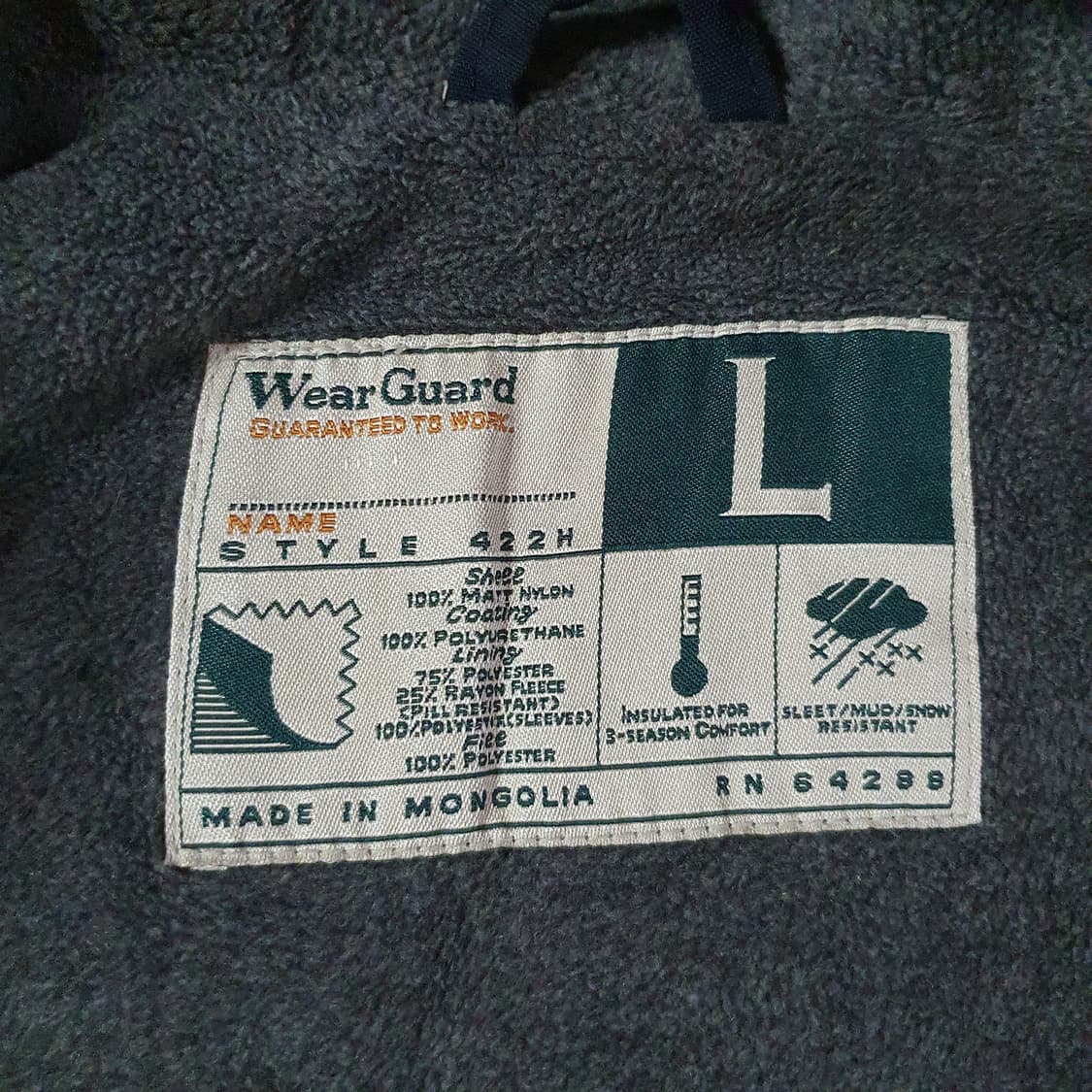 Wear Guard 웨어가드 후드 웜업 자켓 L 105 다크네이비 상품이미지9
