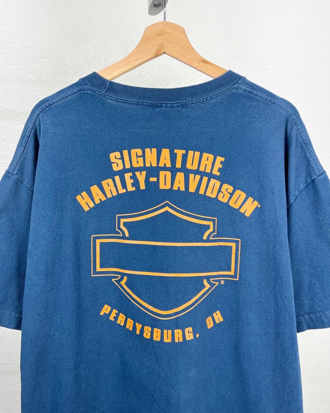 할리 데이비슨 블루 로고 프린팅 티셔츠  상품이미지4