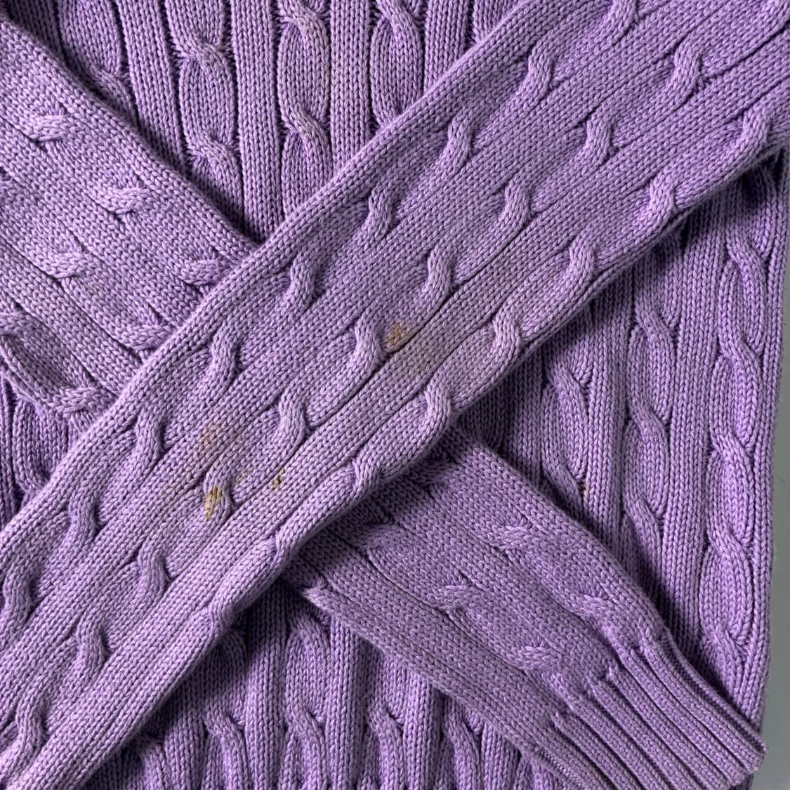 Polo  랄프로렌 자수 코튼 라벤더 꽈배기 브이넥 니트  상품이미지4