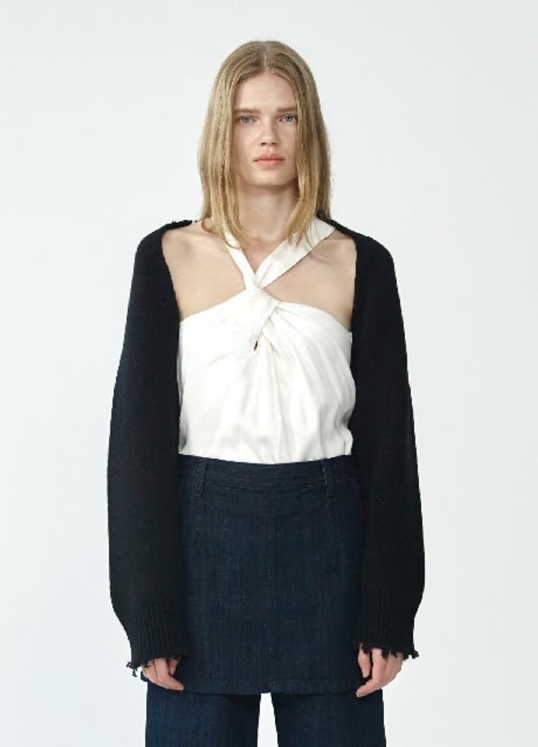 더오픈프로덕트 오픈와이와이 니트 볼레로 가디건 블랙 상품이미지1